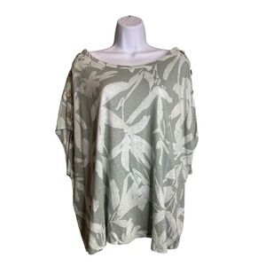 Cynthia‎ Rowley Womens Floral Print Linen Blend Top Sz 2X Dolman Sleeve Flowy